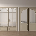 French glass double door sliding door kitchen and bathroom door 3d model