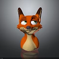 Cute Red Fox 3D Model With Green Eyes Black Ears And Smiling Expression 3d model