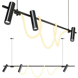 Modern long chandelier long chandelier 3d model