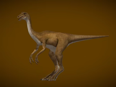 Realistic 3D Dinosaur Model With Long Neck And Slender Legs On Brown Background 3d model