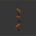 Fresh Carrots with Green Tops Vertically Strung on a Metal Rod for Vibrant Food