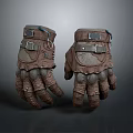 Brown Leather Protective Gloves With Straps And Metal Buckles For Daily Use