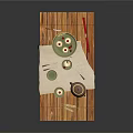 Natural Wooden Dining Table Setting With Fresh Fruit Plate Teapot Cup Napkin And Utensils