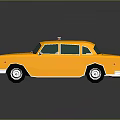Yellow Taxi Cab With Green Windows And Taxi Sign On Roof In
