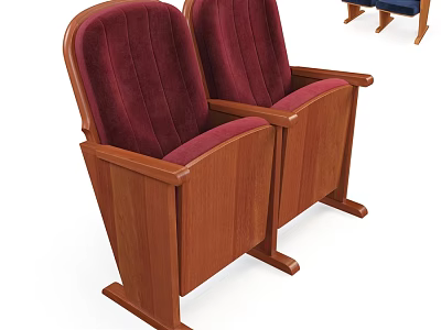 Classic Wooden Frame Leisure Chair With Maroon Velvet Upholstery And Double Seats 3d model