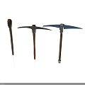 Three Construction Pickaxes With Wooden Handles And Metal Heads