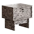 Modern Wooden Bedside Table With Unique Wood Grain And Single Drawer