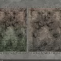 Two Square Rugs With Gradient Green Brown And Gray Brown Fringed Edges