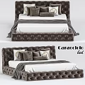 Caracciolo Velvet Tufted Double Bed With Decorative Pillows And Blanket