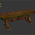 Solid Wooden Rectangular Bench With Natural Wood Grain And Sturdy Support Legs 3d model