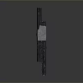 Black Long Handheld Weapon With White Strap In Middle On Dark Background 3d model