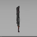 3D Designed Fantasy Sword With Red And Black Decorative Hilt And Unique Blade