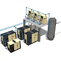 Industrial Equipment Configuration With Stainless Steel Tank Control Cabinets And Piping Systems