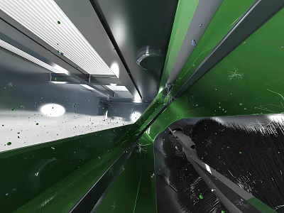 Smart Machine Internal Structure Featuring Green Mechanical Parts And Metal Frames 3d model