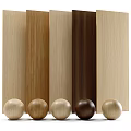 Natural Wooden Wall Panels With Various Wood Tones And Decorative Balls