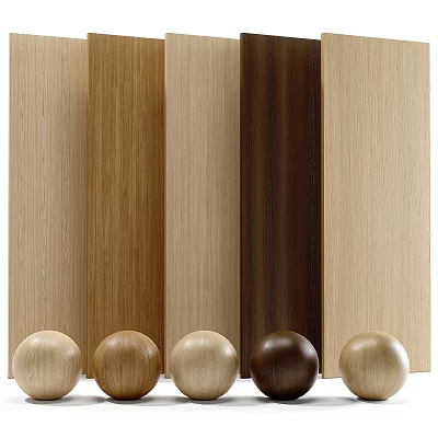 Natural Wooden Wall Panels With Various Wood Tones And Decorative Balls 3d model