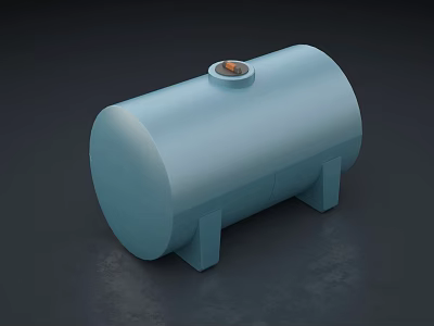 Industrial Cylindrical Storage Tank With Light Blue Finish And Base Supports 3d model