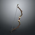 Ornate Wooden Bow With Curved Design Red Accents And Golden Details