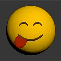 Yellow Smiley Face Decorative Ornament Sticking Out Red Tongue With Reflection On Gray Background