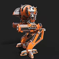 Smart Orange Machine With Mechanical Structure Jointed Legs And Armored Design 3d model