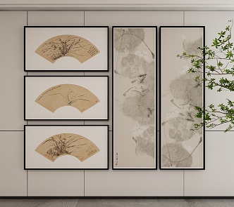 New Chinese Style Decorative Hanging Painting 3d model