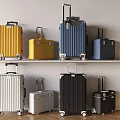 Colorful Suitcases In Various Sizes On Shelf And Floor