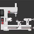 White Industrial Metal Lathe Machine With Red Control Buttons And Rotary Spindle