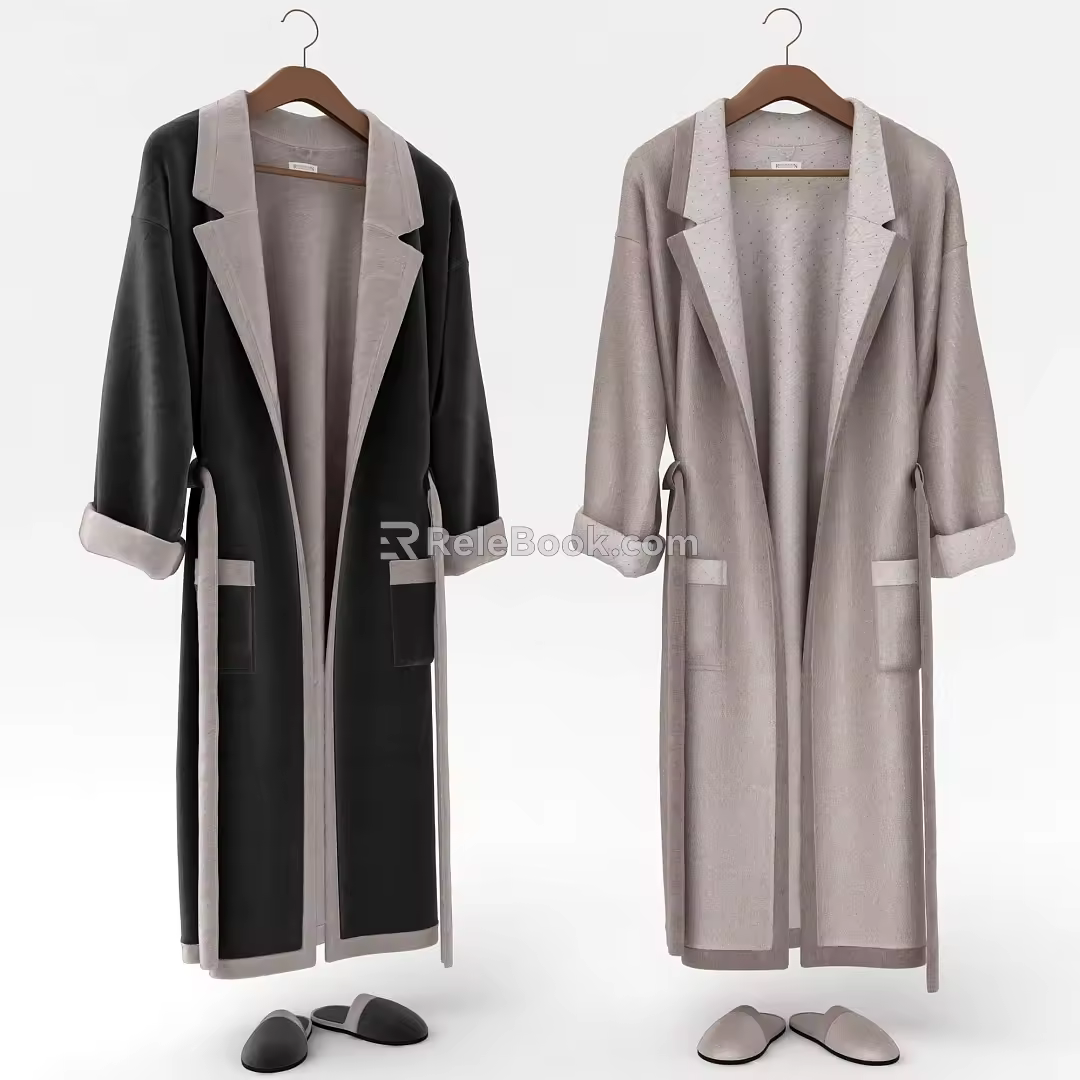 Modern Bathrobe Slippers Combo 3d model