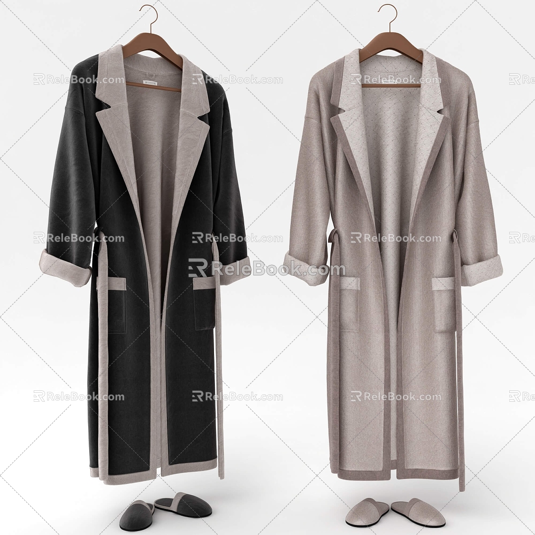 Modern Bathrobe Bathrobe Slippers Combo 3d model