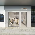 L Wong Fashion Store Modern Glass Storefront With Stylish Clothing Displays And Plants