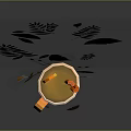 Cozy Beverage in Orange Mug with Lemon Slice Cinnamon Stick and Green and Yellow Leaves