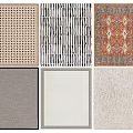 Square Rugs Featuring Geometric Striped Traditional and Solid Color Patterns for Home Decor 3d model
