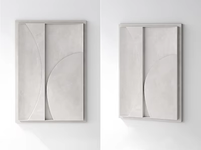 Modern Light Colored Wall Decor with Geometric Textured Design Hanging on White Wall 3d model