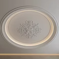 Elegant Circular Ceiling Design with Ornate Floral Pattern and Ambient Lighting 3d model
