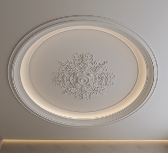 French European-style Ceiling French-style Gypsum Carved Ceiling French-style Carved Lamp Plate Gypsum Line Round Ceiling 3d model