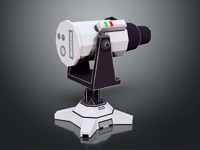 White And Black Scientific Instrument With Red Green Stripe Control Panel And Stand 3d model