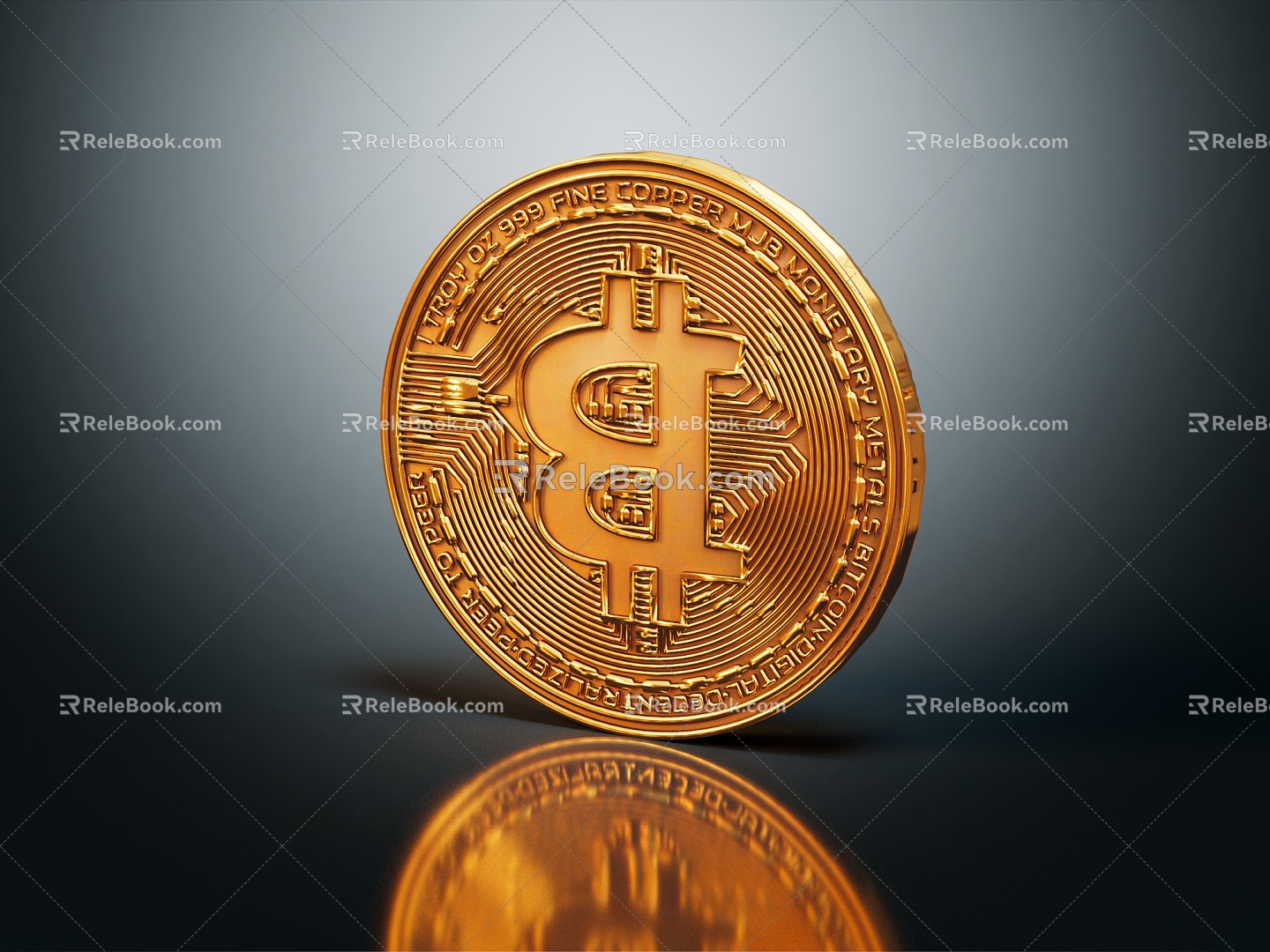 Modern Gold Coins Bitcoin 3d model