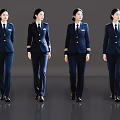 Women in Navy Blue Professional Uniforms with Gold Epaulets and Badges