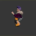 Cyberpunk Style Female Character With Purple Hair And Mechanical Arm