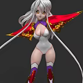 Game And Movie Character With Silver Long Hair Golden Eyes And Red Purple Cape