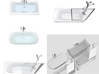 Modern Bathtub Designs With Various Shapes Faucet Fixtures And Installation Styles 3d model