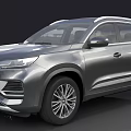 Gray Modern SUV Exterior With Front Grille Sleek Body Lines And Silver Wheels