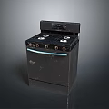 Black Kitchen Stove With Multiple Burners Control Panel And Oven Appliance