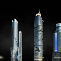 Modern Tall Office Buildings With Unique Glass Facades And Futuristic Design