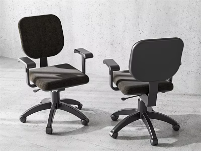 Modern Dark Upholstered Office Chairs With Armrests And Five Star Base 3d model