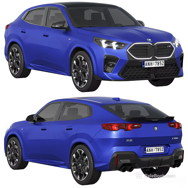 Blue BMW SUV Showcasing Front And Rear Views 3d model
