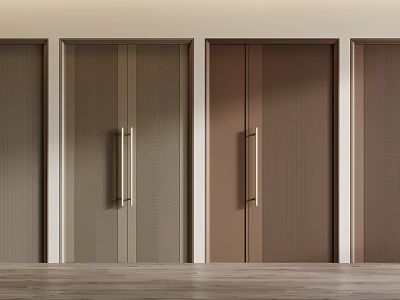 Modern Double Doors With Vertical Stripes And Metal Handles In Various Colors 3d model