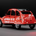 Red Classic Car With Retro Design Shiny Exterior And Vintage Style