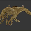 Golden Eagle Shaped Jewelry Ornament With Intricate Wing And Claw Design Details