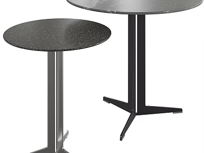 Modern Two Round Coffee Tables With Textured Surface And Metal Support Bases 3d model